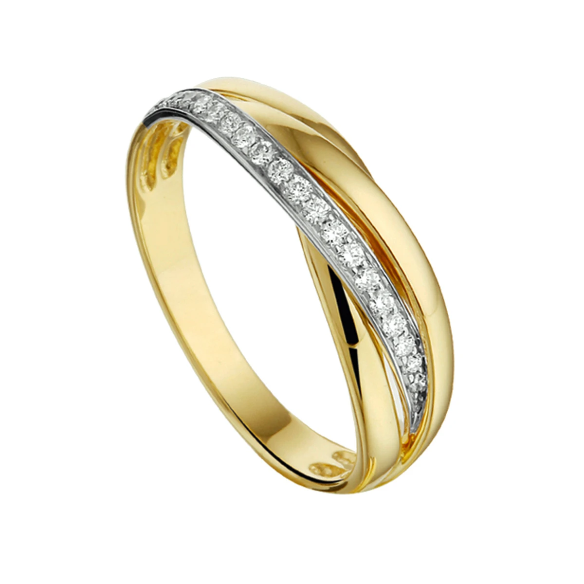 ring diamant 0.13ct h si 14K bicolor goud geel/wit