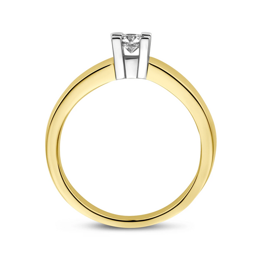 ring diamant 0.15ct h si 14K bicolor goud geel/wit