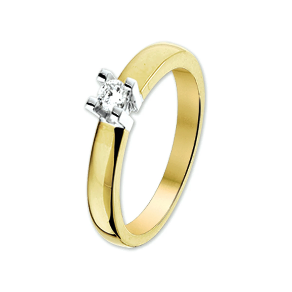 ring diamant 0.15ct h si 14K bicolor goud geel/wit