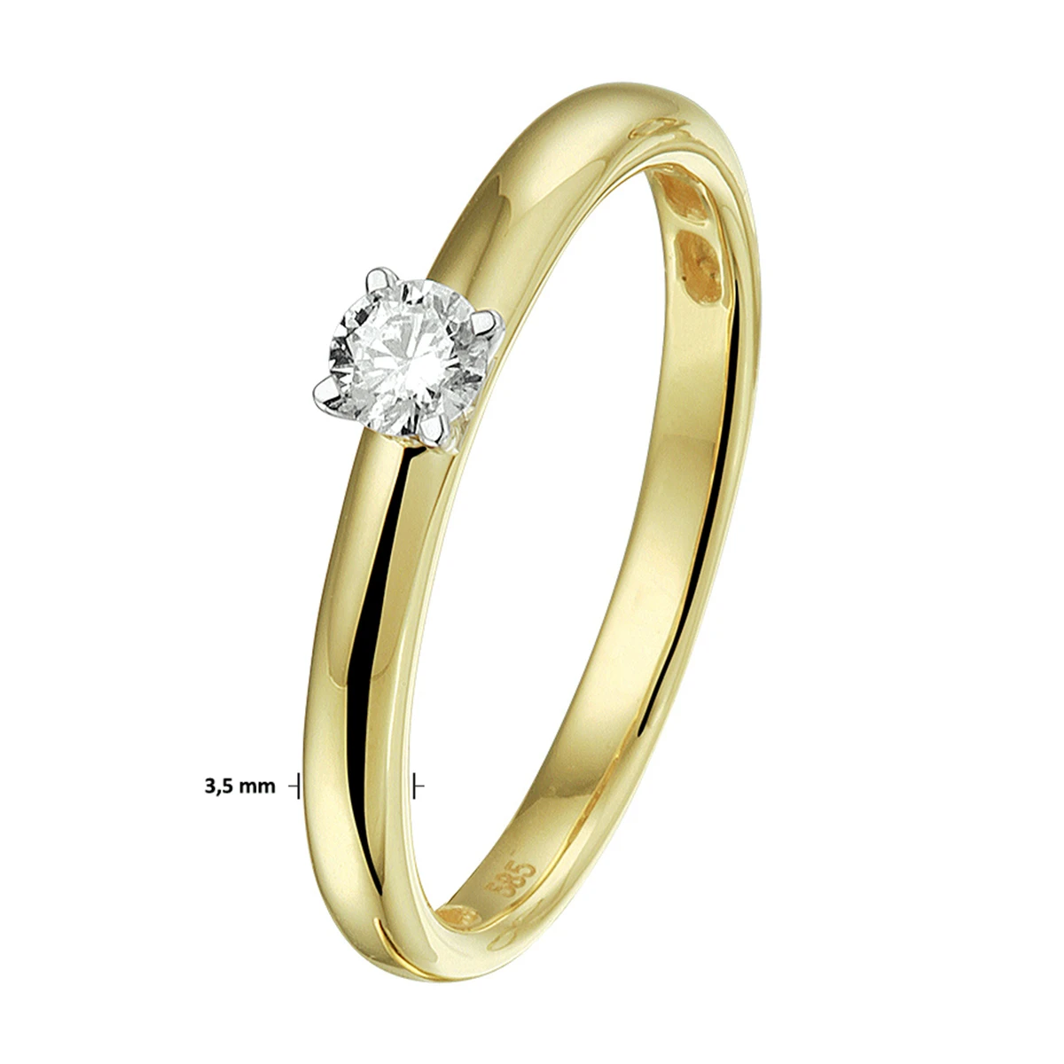 ring diamant 0.15ct h si 14K bicolor goud geel/wit