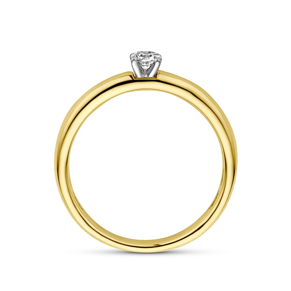 ring diamant 0.15ct h si 14K bicolor goud geel/wit