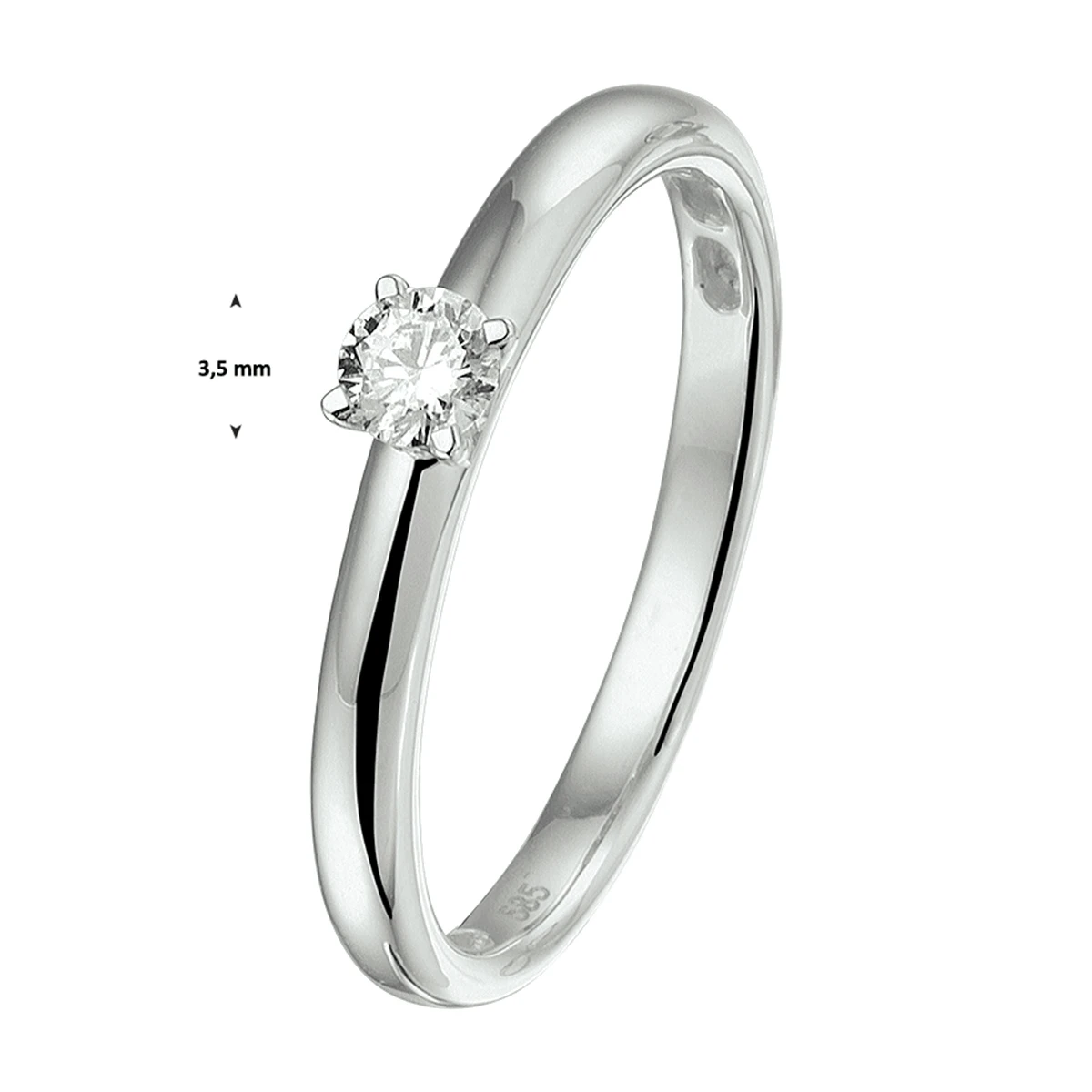 ring diamant 0.15ct h si 14K witgoud met palladium