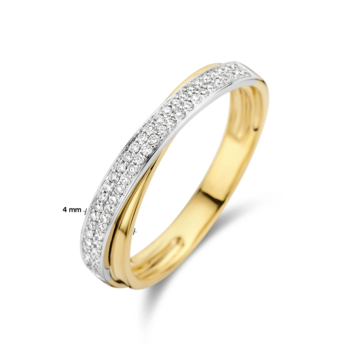 ring diamant 0.16ct h si 14K bicolor goud geel/wit