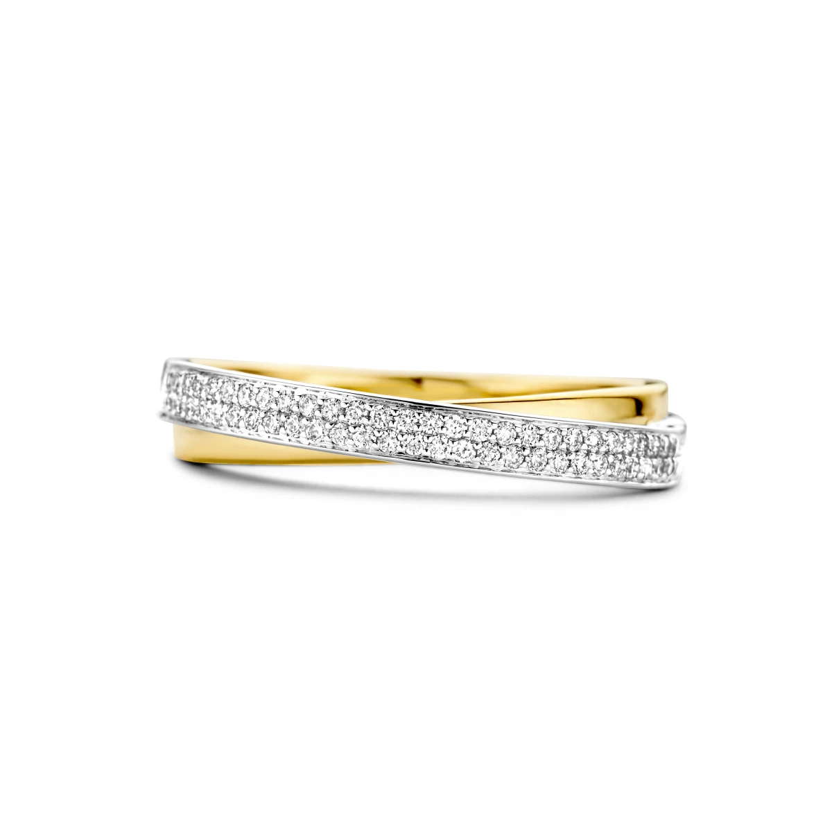 ring diamant 0.16ct h si 14K bicolor goud geel/wit
