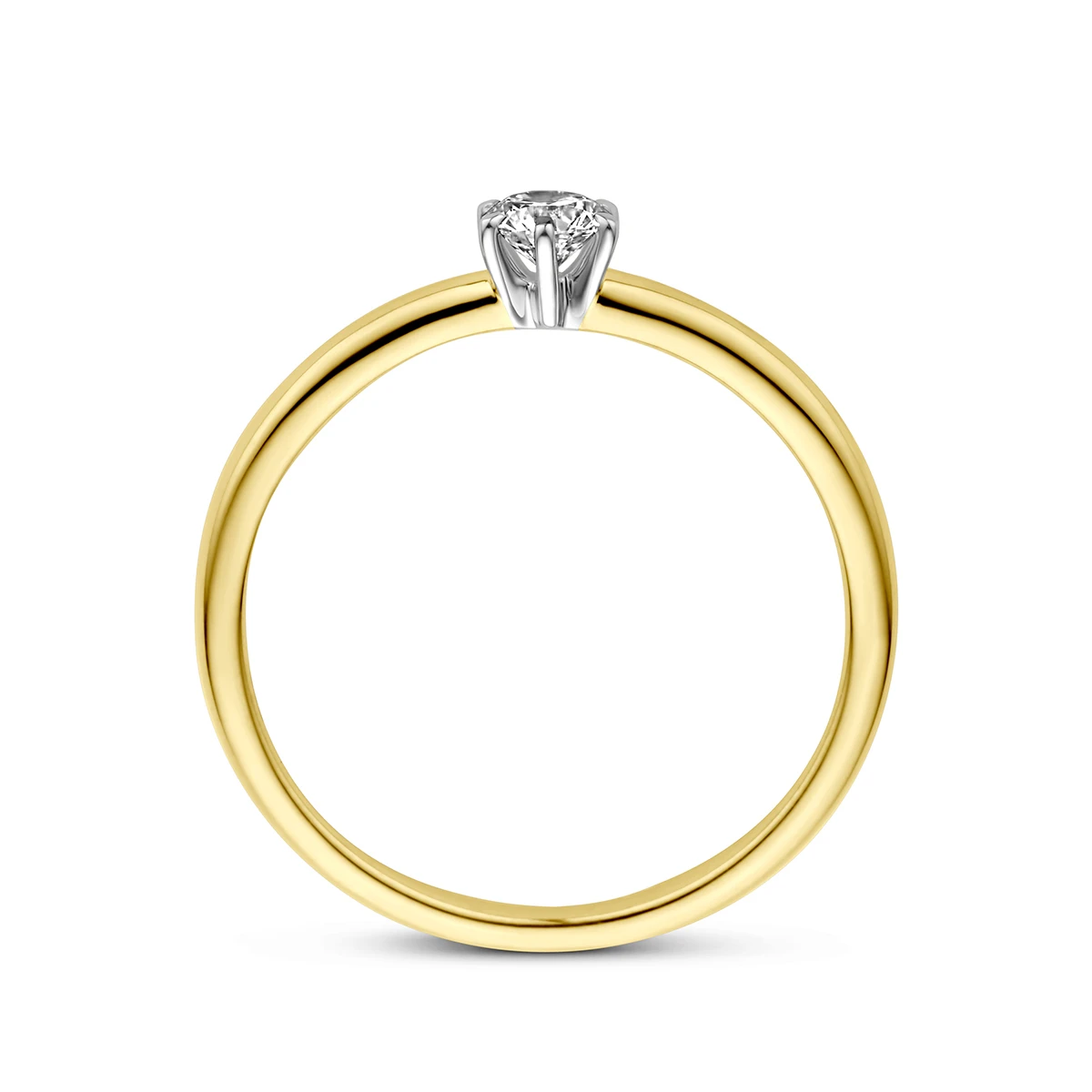 ring diamant 0.20ct h si 14K bicolor goud geel/wit