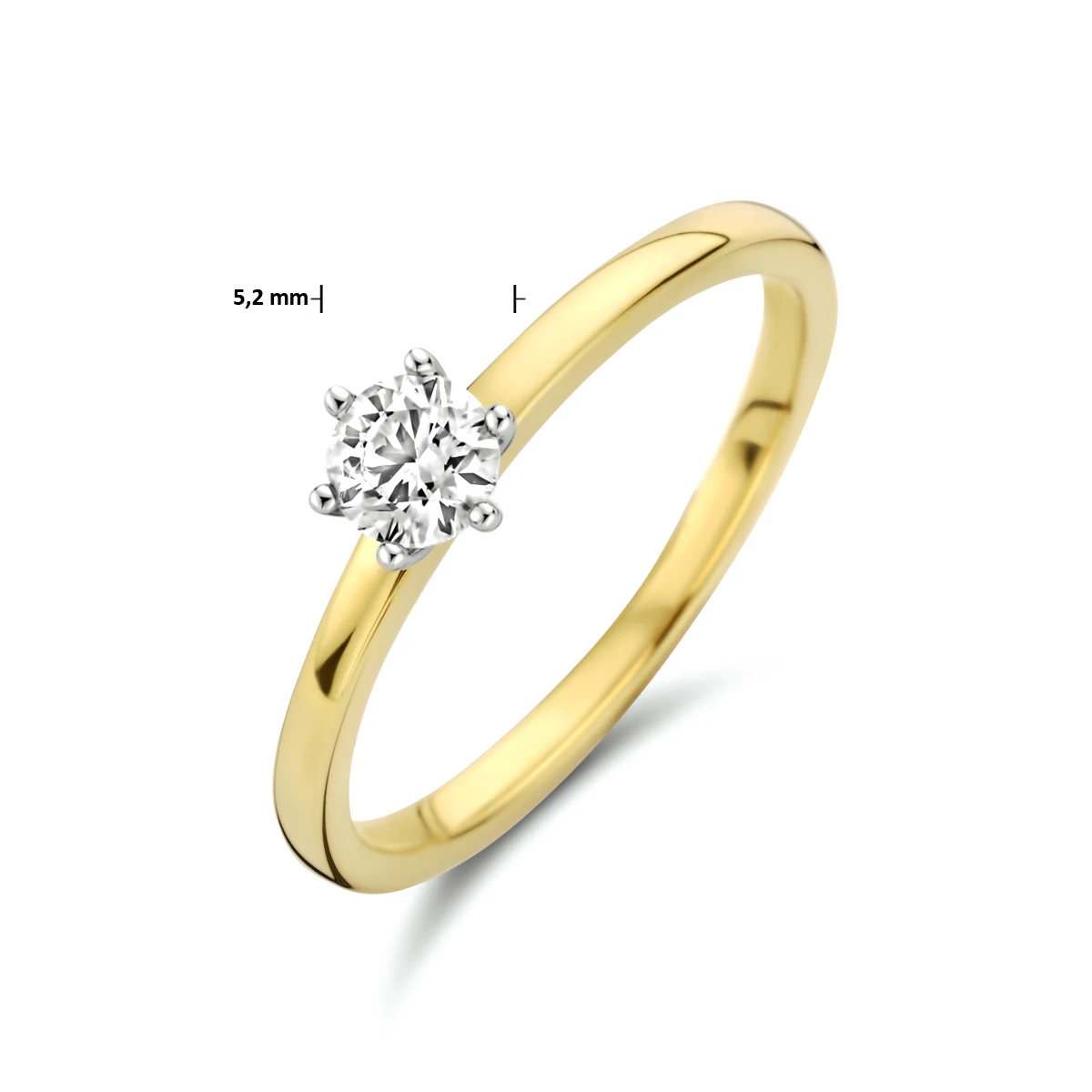 ring diamant 0.25ct h si 14K bicolor goud geel/wit
