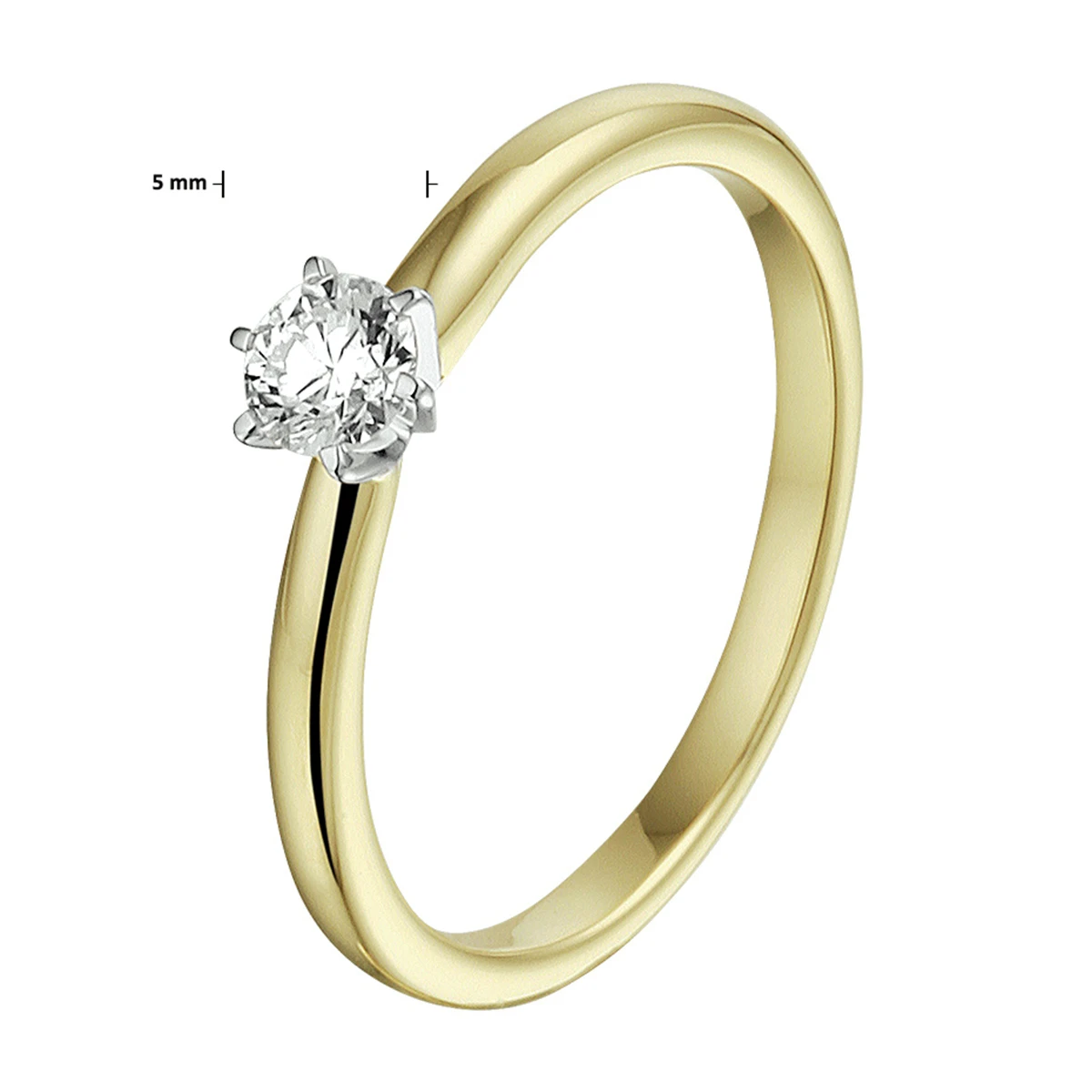 ring diamant 0.25ct h si 14K bicolor goud geel/wit