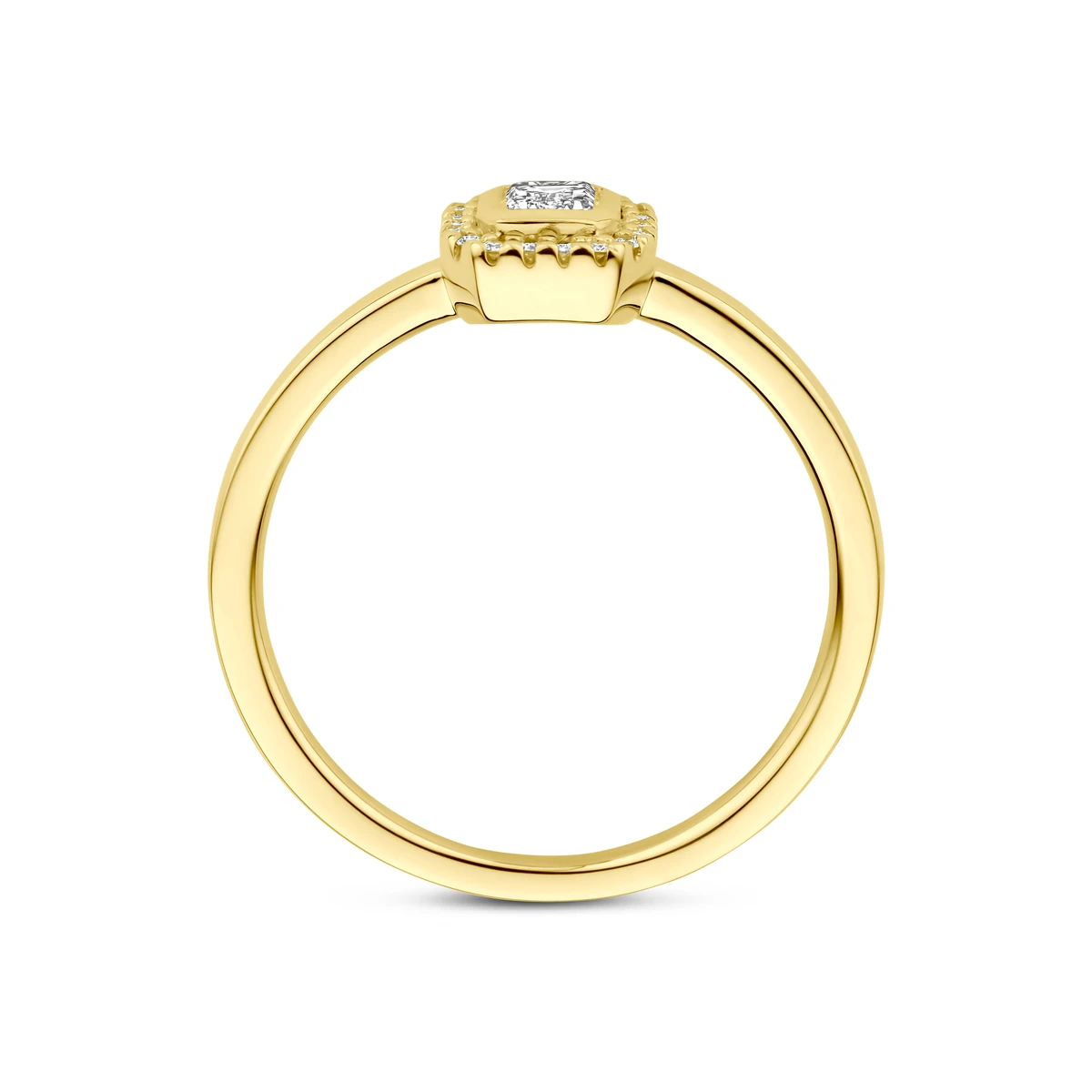 ring diamant 0.31ct h si halo 14K geelgoud