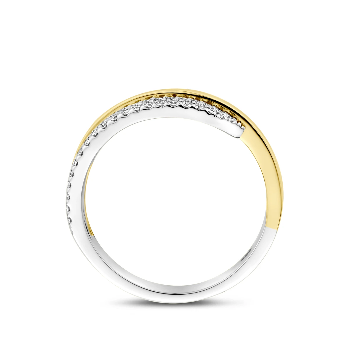 ring diamant 0.40ct h si 14K bicolor goud geel/wit