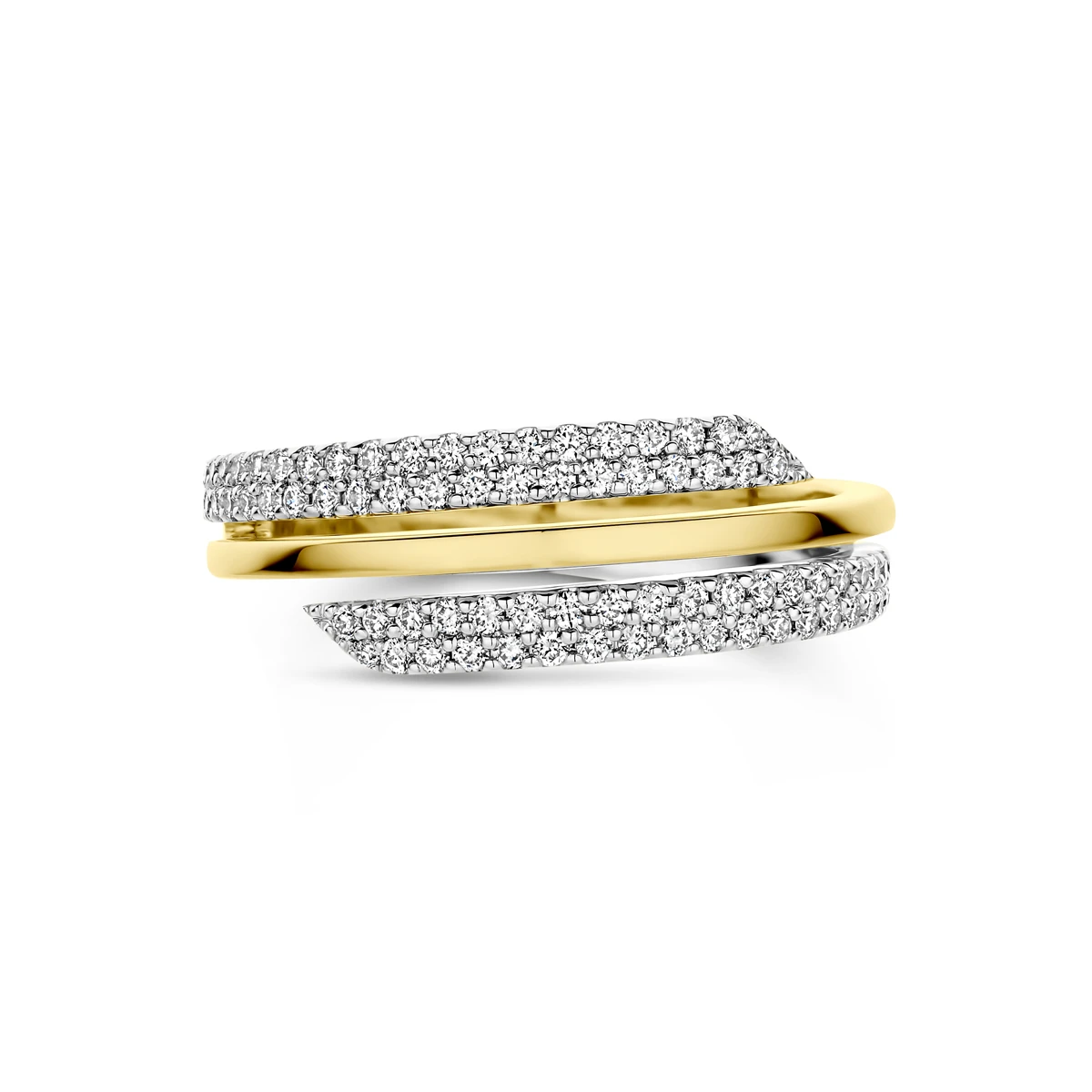 ring diamant 0.40ct h si 14K bicolor goud geel/wit