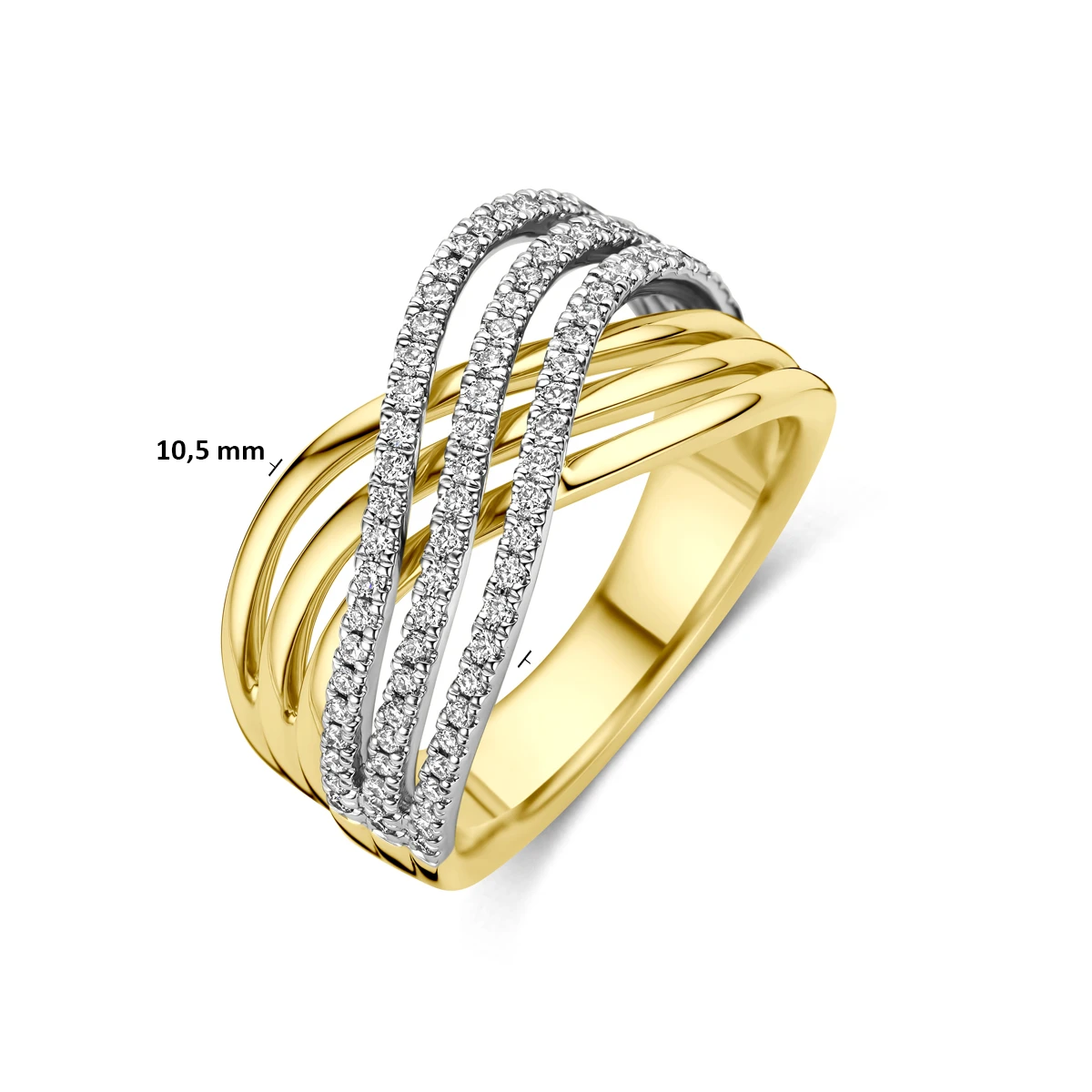 ring diamant 0.47ct h si 14K bicolor goud geel/wit