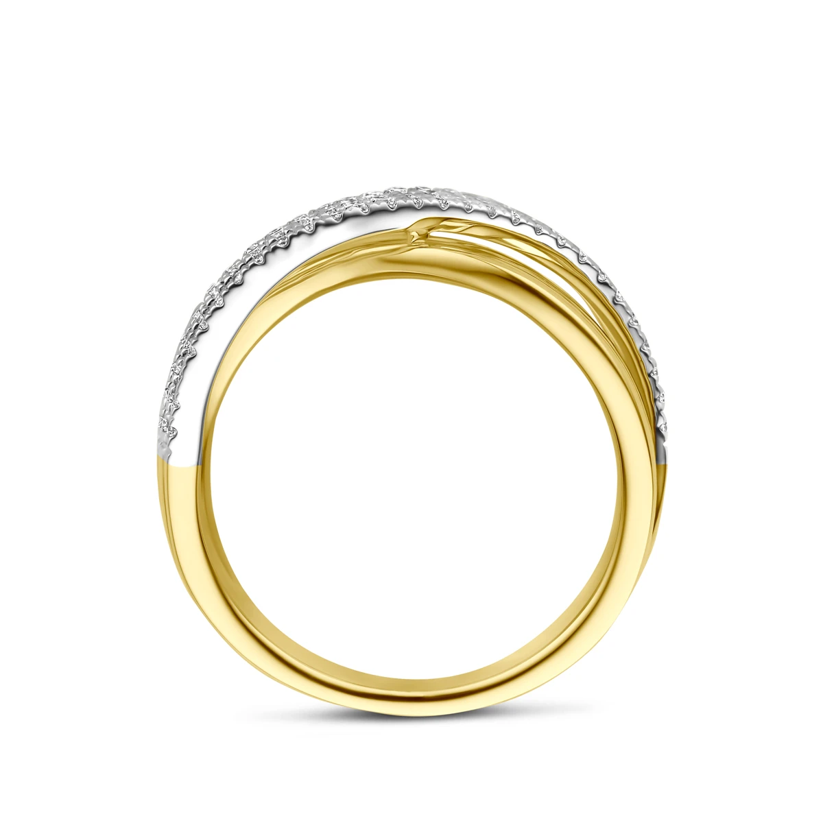 ring diamant 0.47ct h si 14K bicolor goud geel/wit