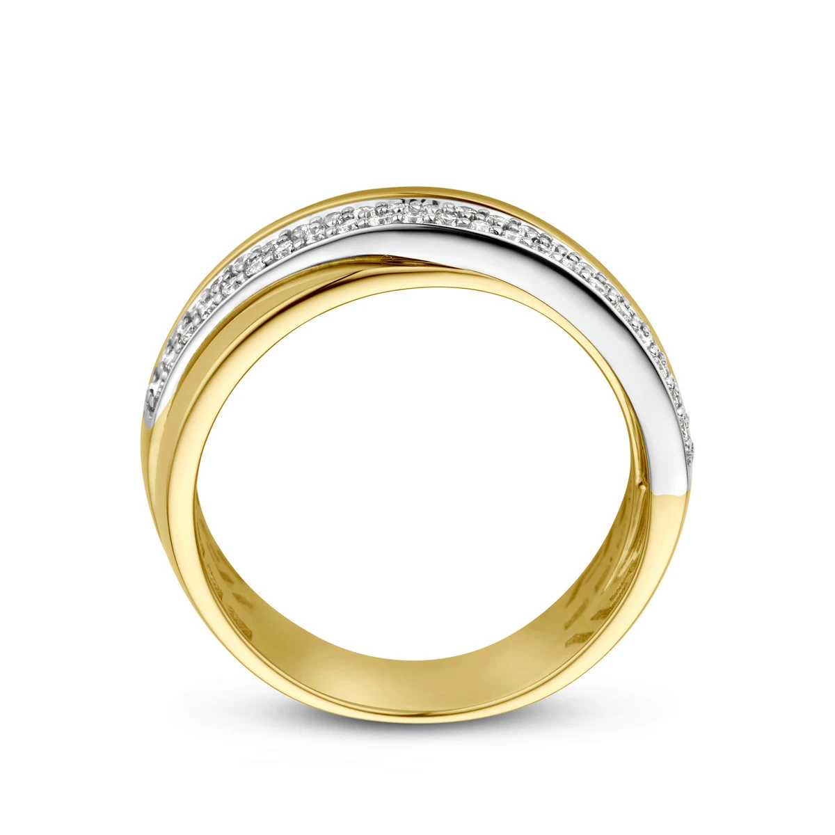 ring diamant 0.51ct h si 14K bicolor goud geel/wit