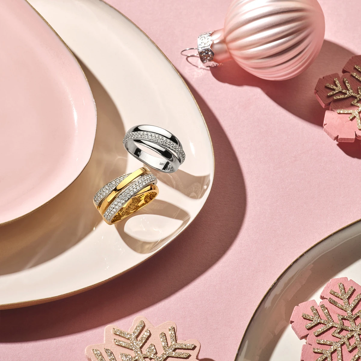 ring diamant 0.51ct h si 14K bicolor goud geel/wit