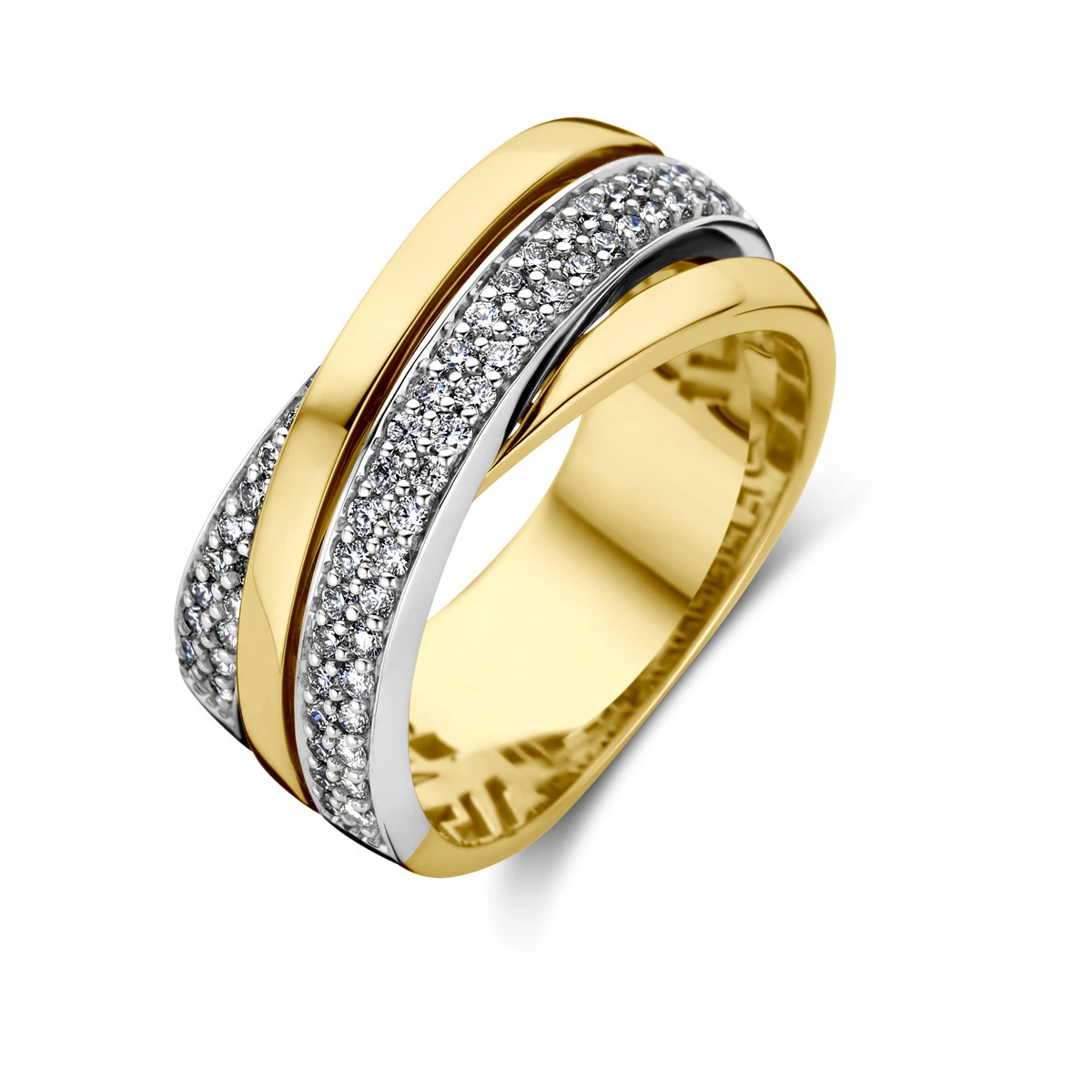 ring diamant 0.51ct h si 14K bicolor goud geel/wit