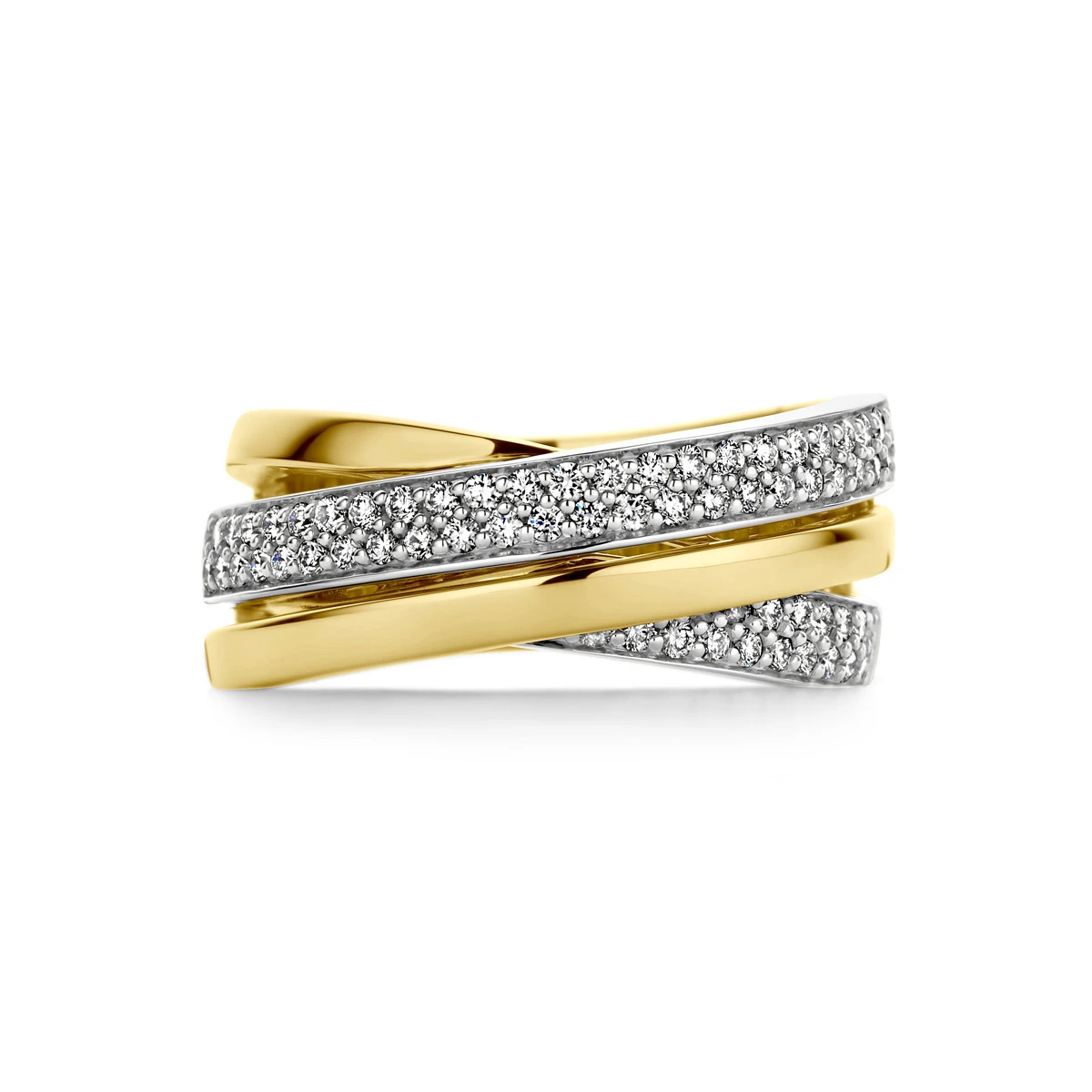 ring diamant 0.51ct h si 14K bicolor goud geel/wit