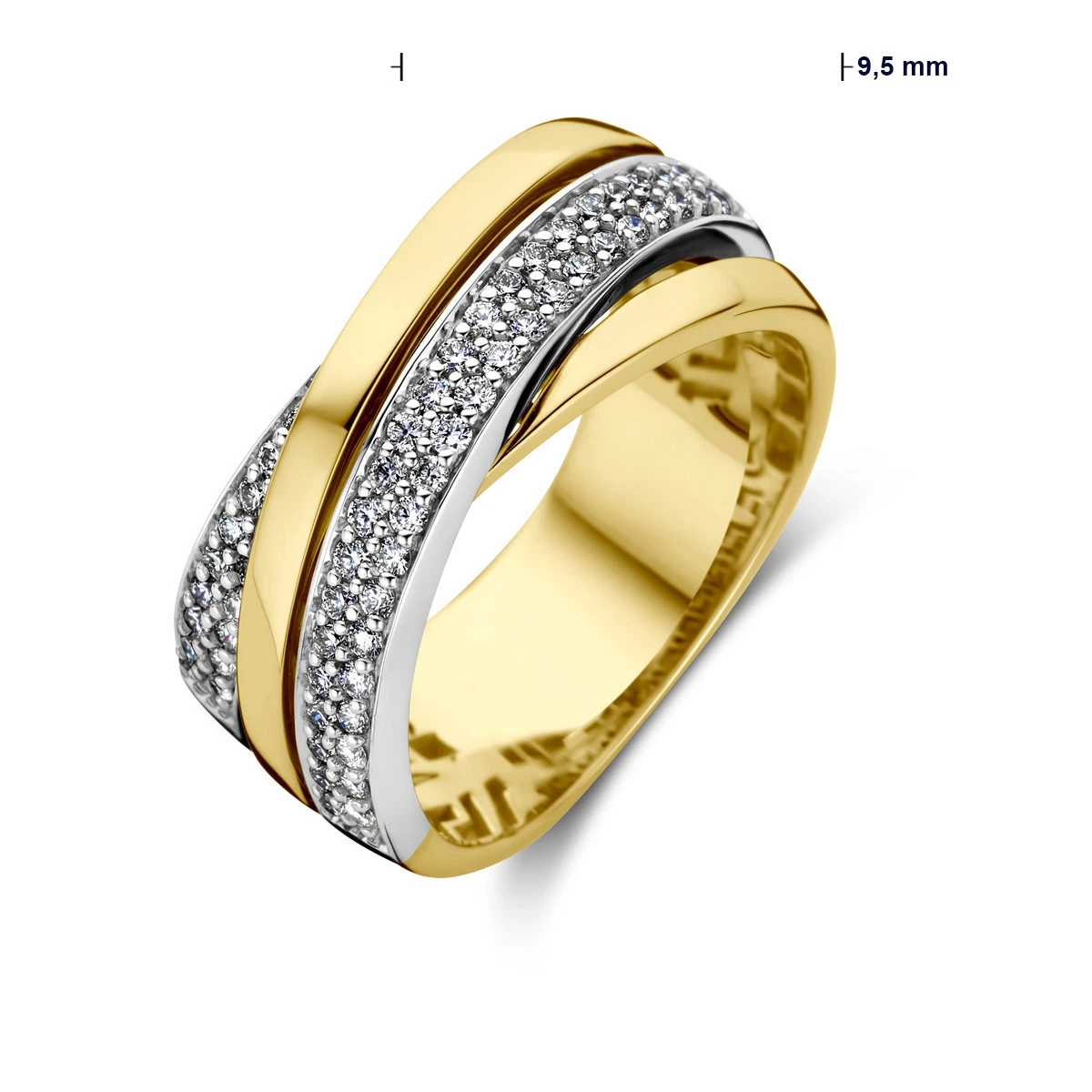 ring diamant 0.51ct h si 14K bicolor goud geel/wit
