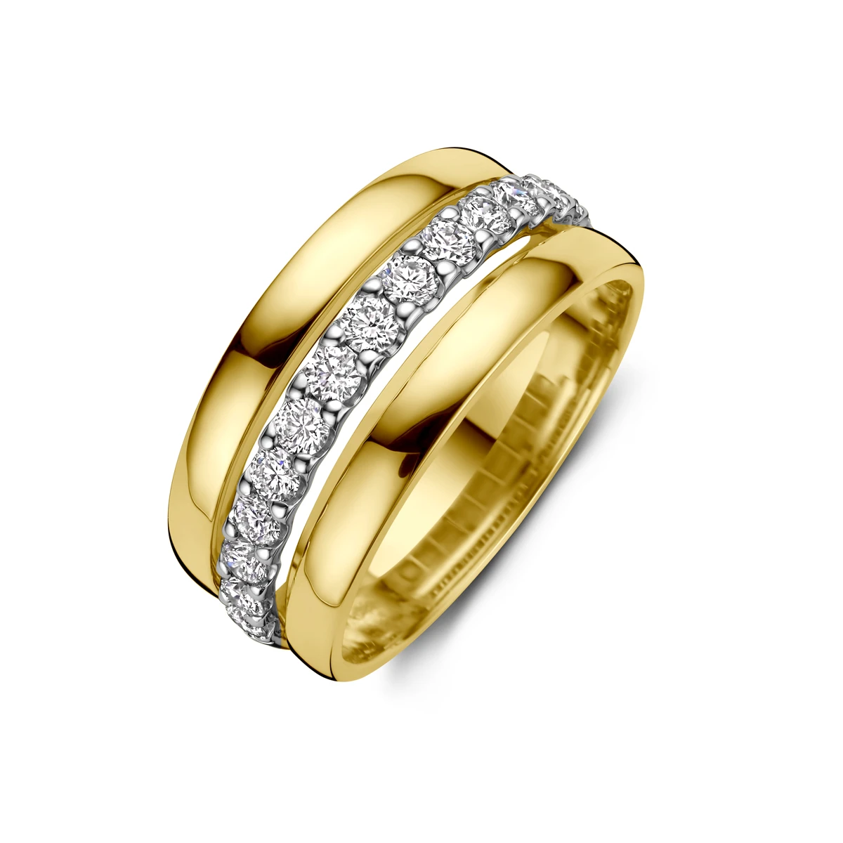 ring diamant 0.57ct h si 14K bicolor goud geel/wit