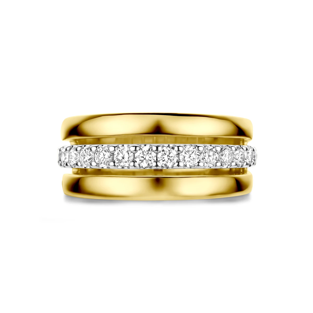 ring diamant 0.57ct h si 14K bicolor goud geel/wit