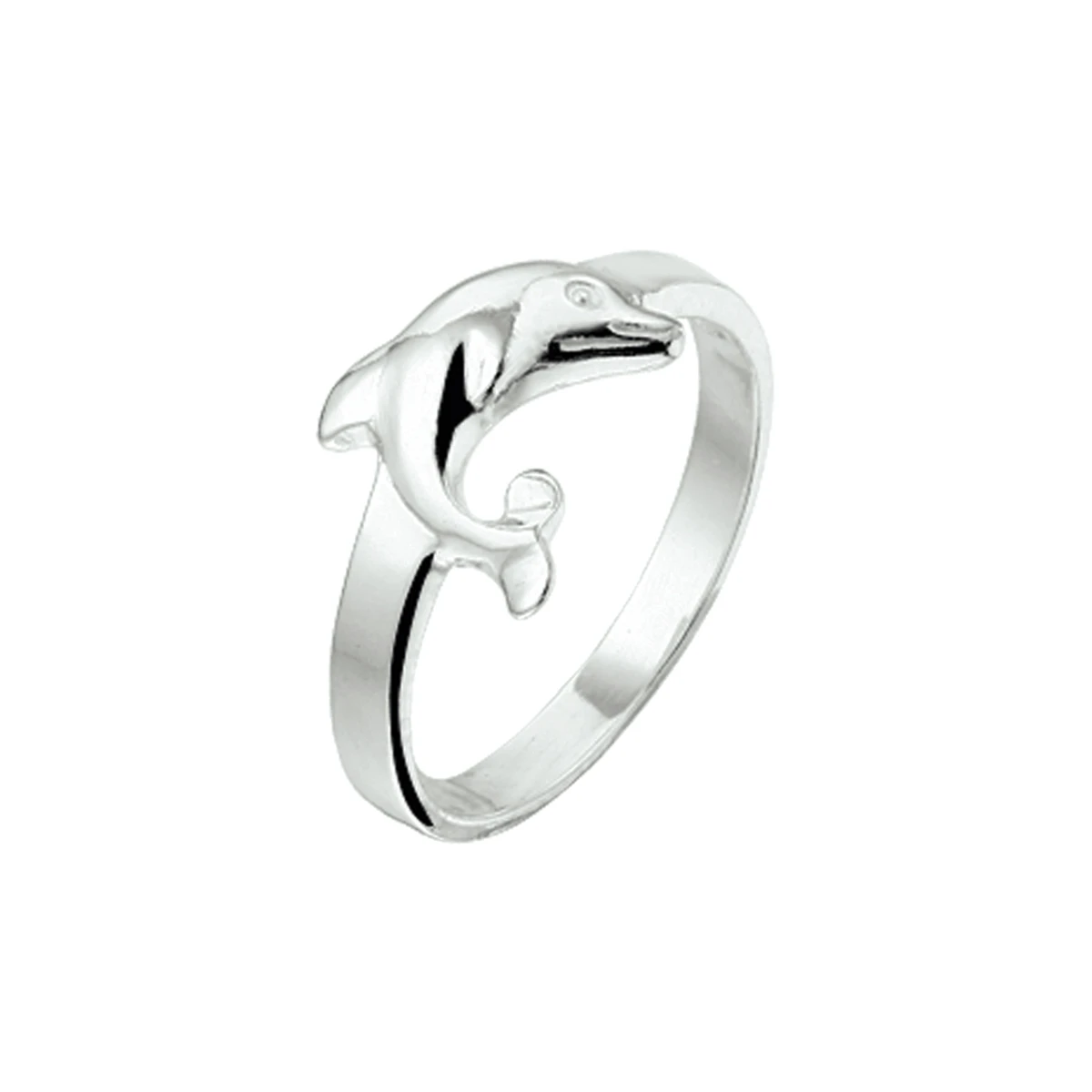 ring dolfijn zilver wit