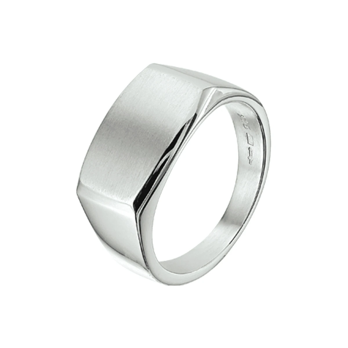 ring dwarsmodel poli/mat zilver wit