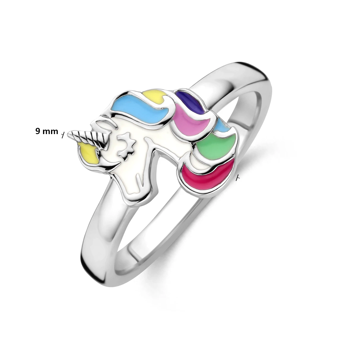 ring eenhoorn emaille zilver gerhodineerd