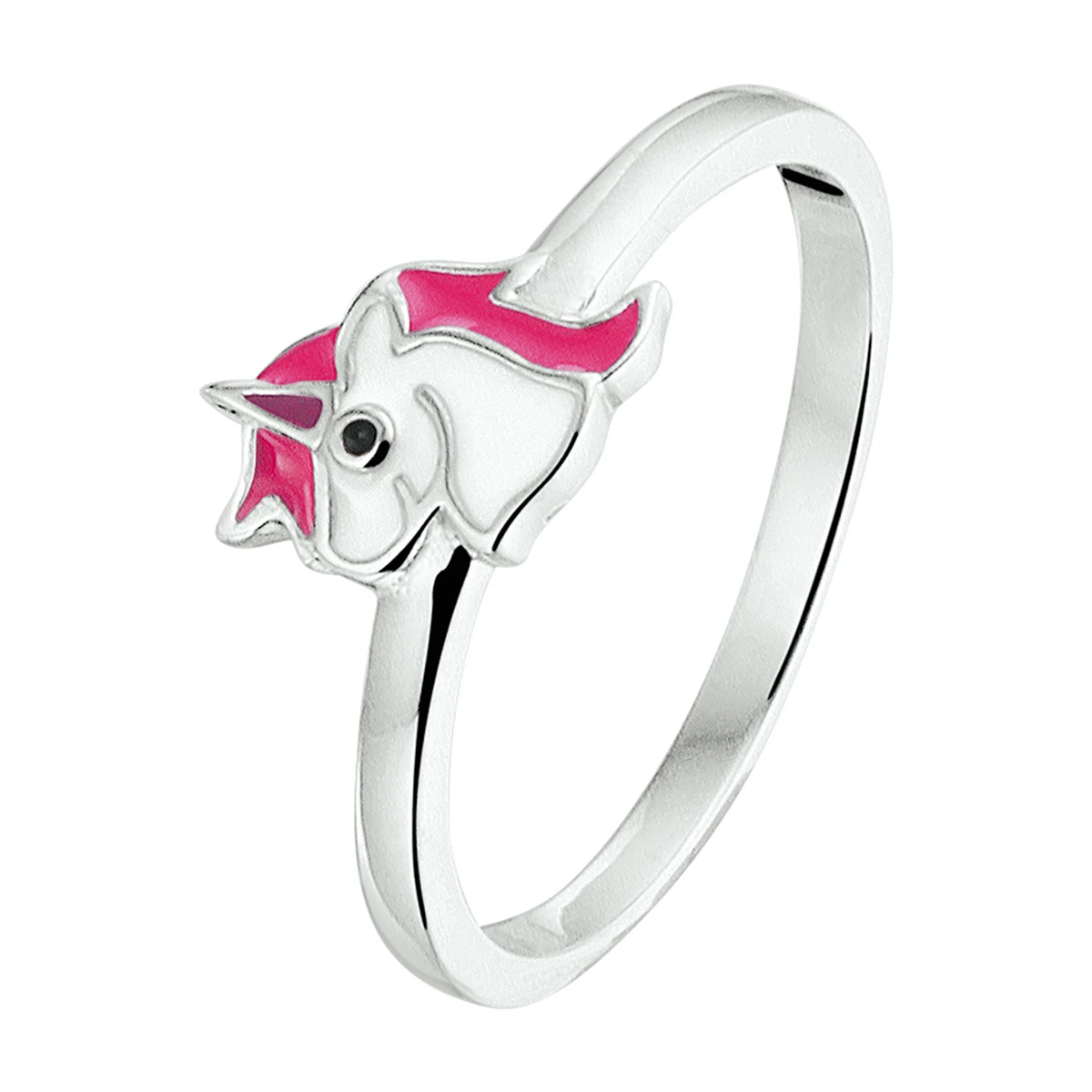 ring emaille eenhoorn zilver gerhodineerd