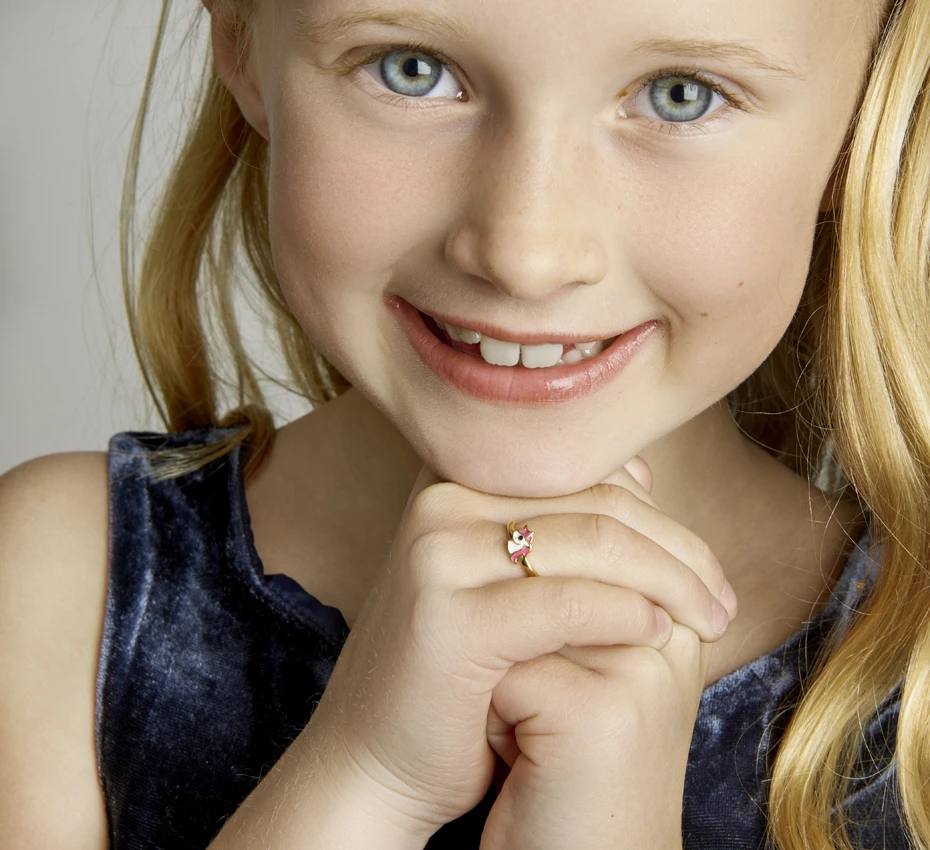 ring emaille eenhoorn zilver gerhodineerd