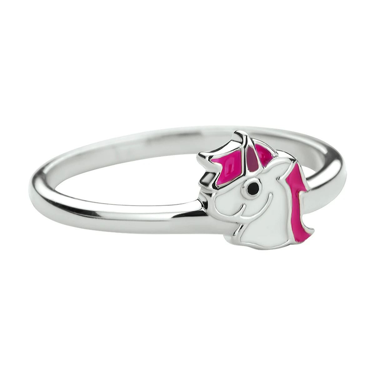 ring emaille eenhoorn zilver gerhodineerd