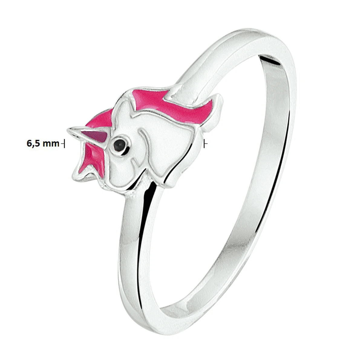 ring emaille eenhoorn zilver gerhodineerd