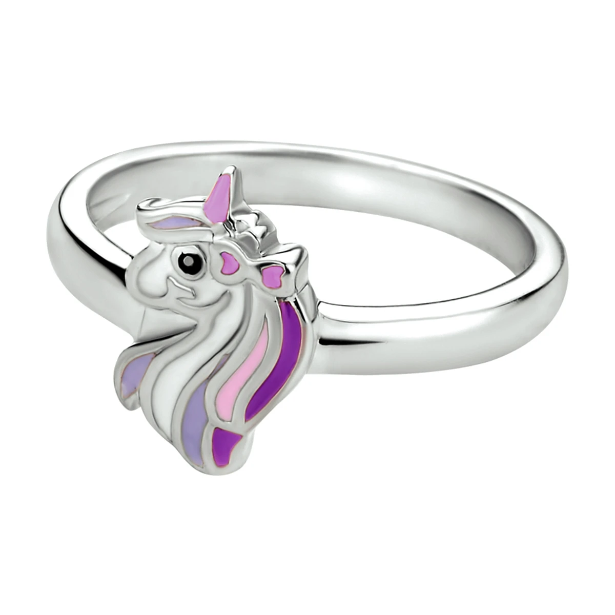 ring emaille eenhoorn zilver gerhodineerd