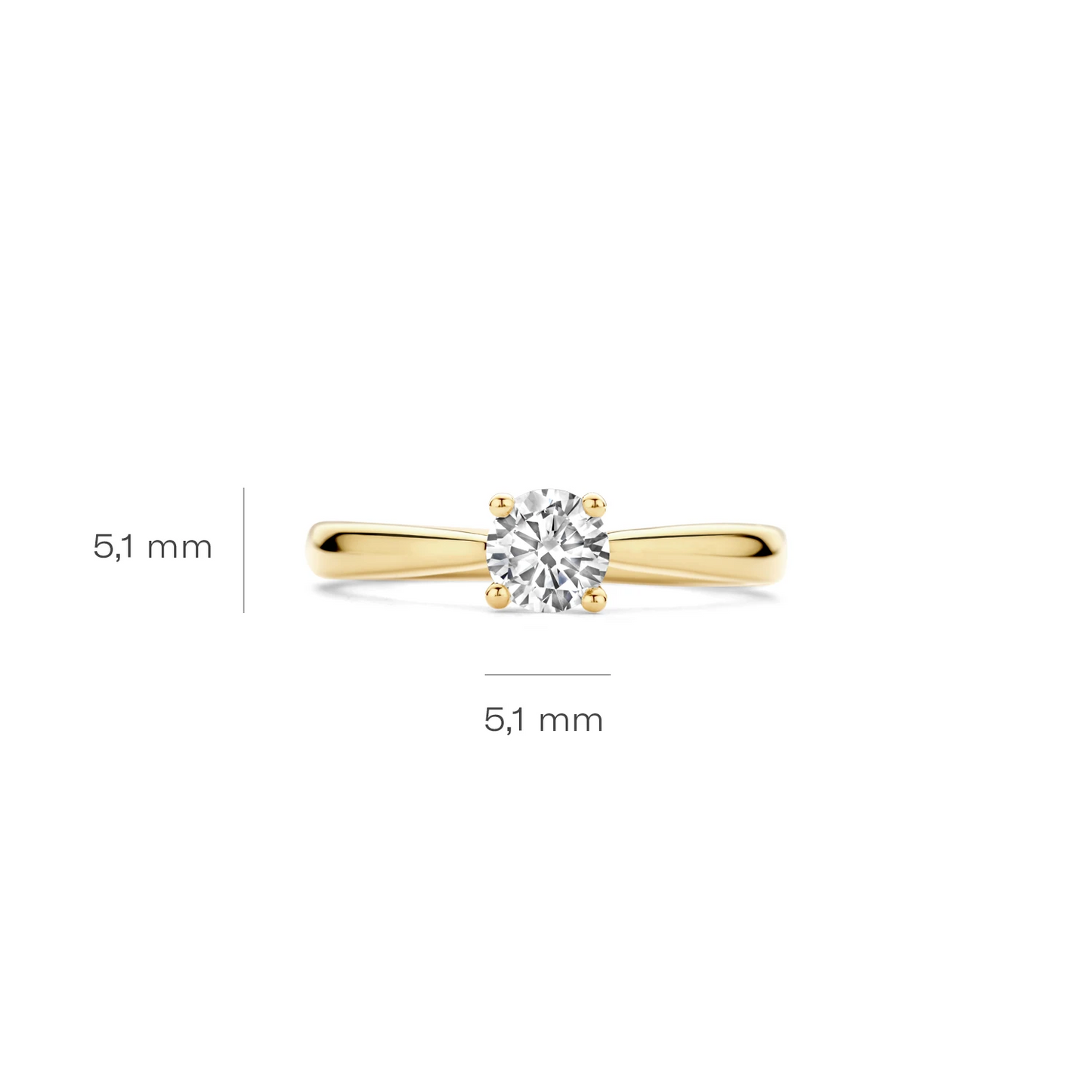 Ring Geelgoud 14k met lab grown diamant