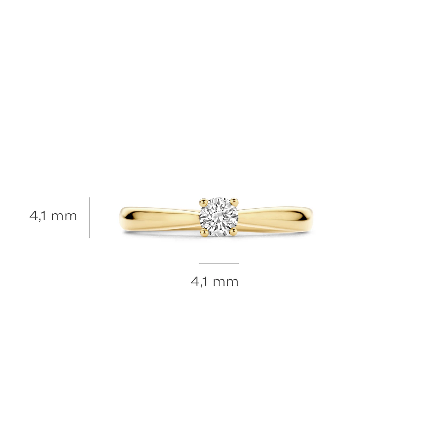 Ring Geelgoud 14k met lab grown diamant