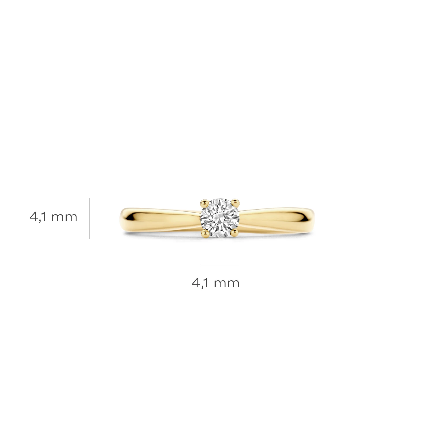 Ring Geelgoud 14k met lab grown diamant