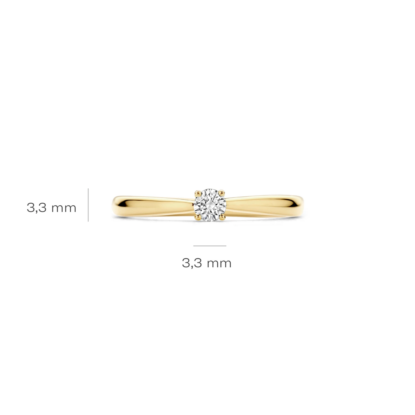 Ring Geelgoud 14k met lab grown diamant