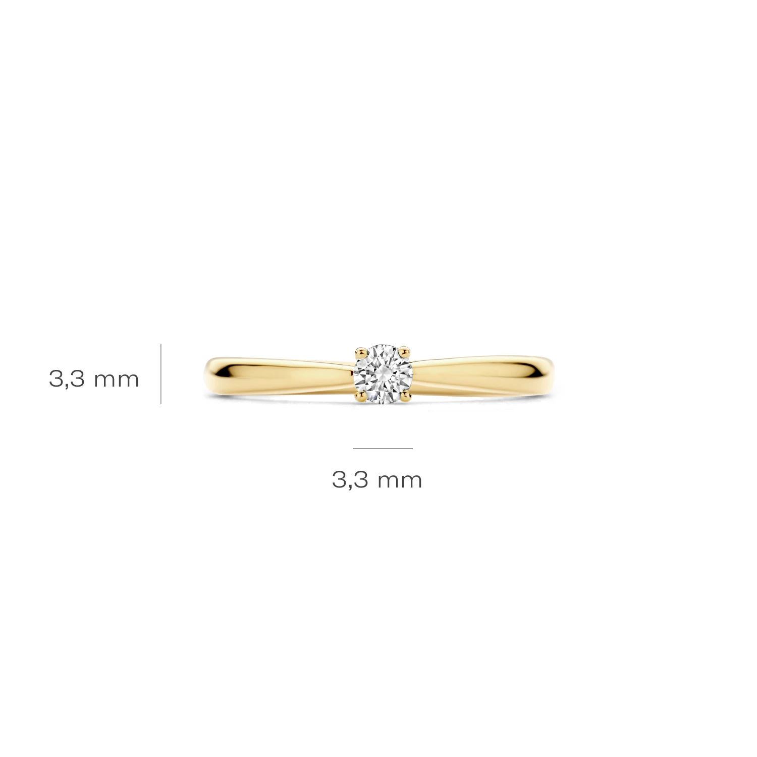 Ring Geelgoud 14k met lab grown diamant