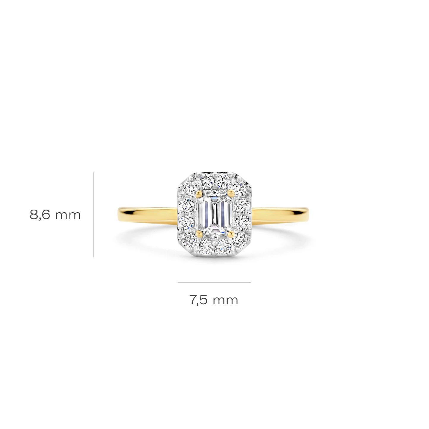Ring Geelgoud 14k met lab grown diamant