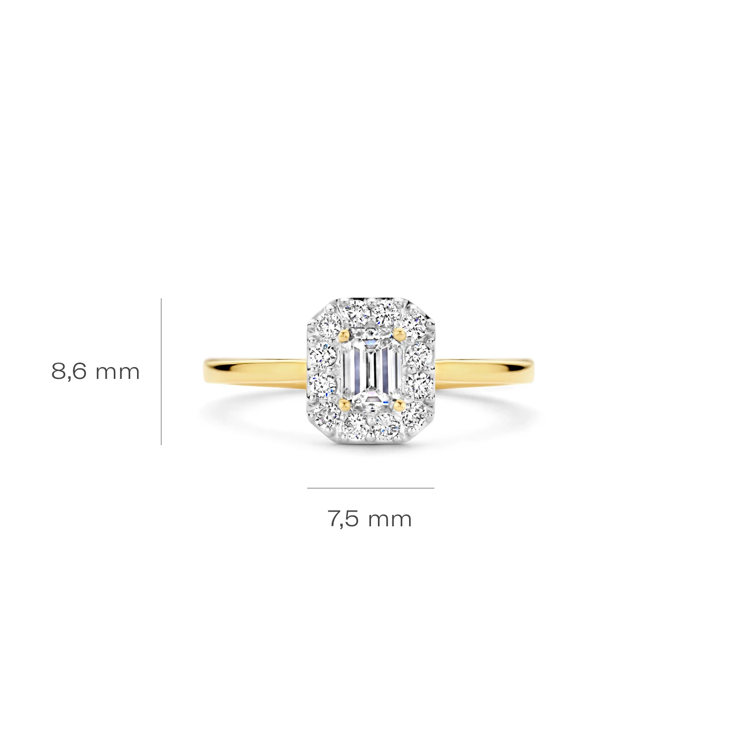 Ring Geelgoud 14k met lab grown diamant
