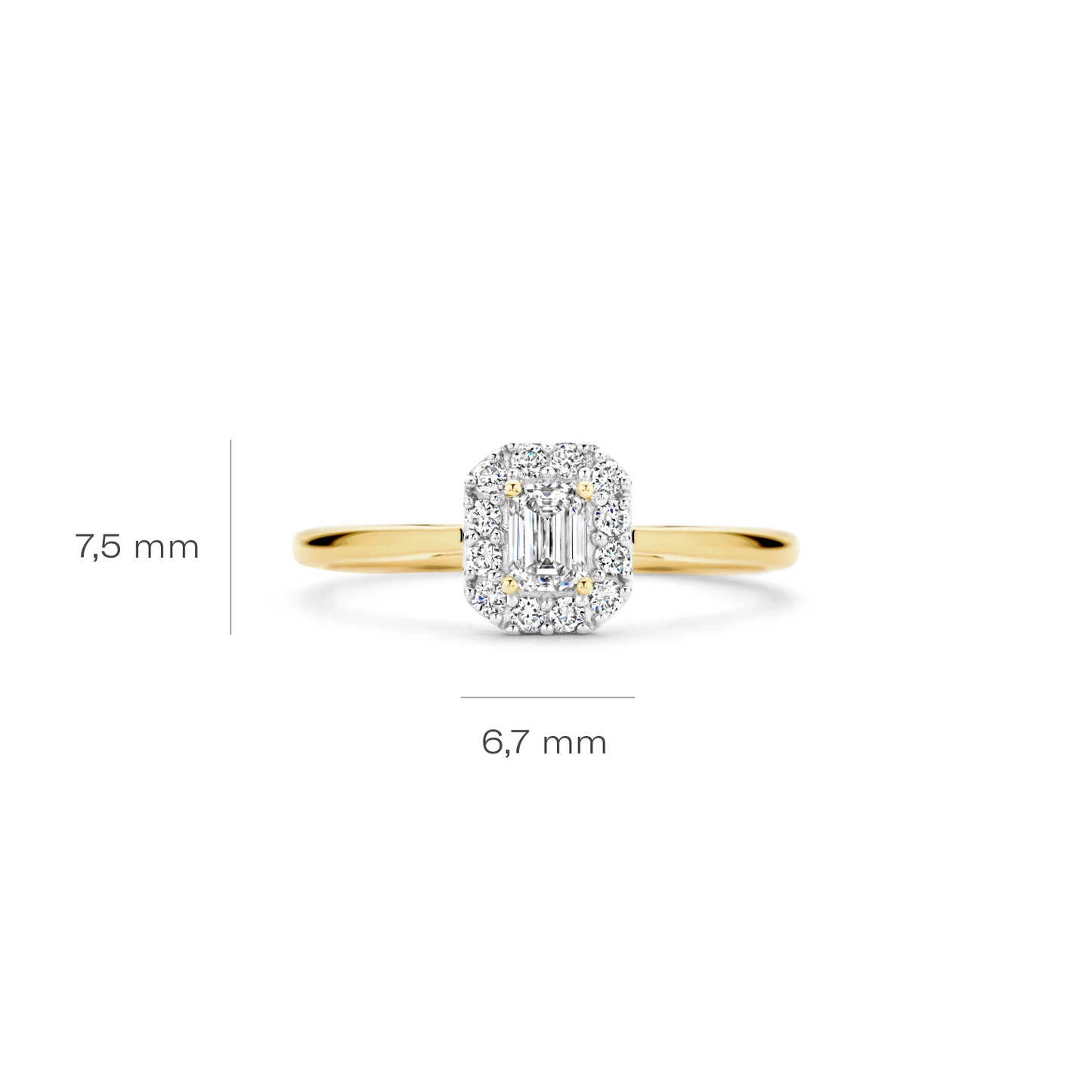 Ring Geelgoud 14k met lab grown diamant