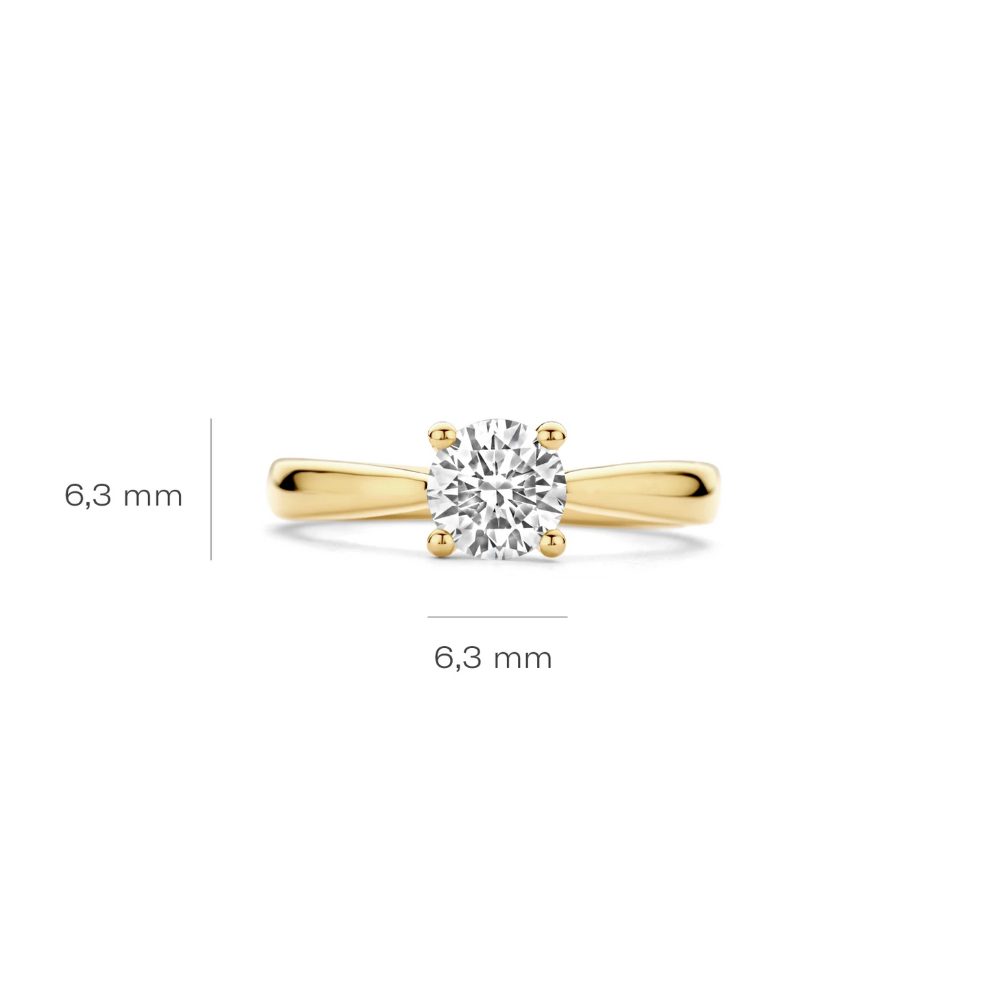 Ring Geelgoud 14k met lab grown diamant