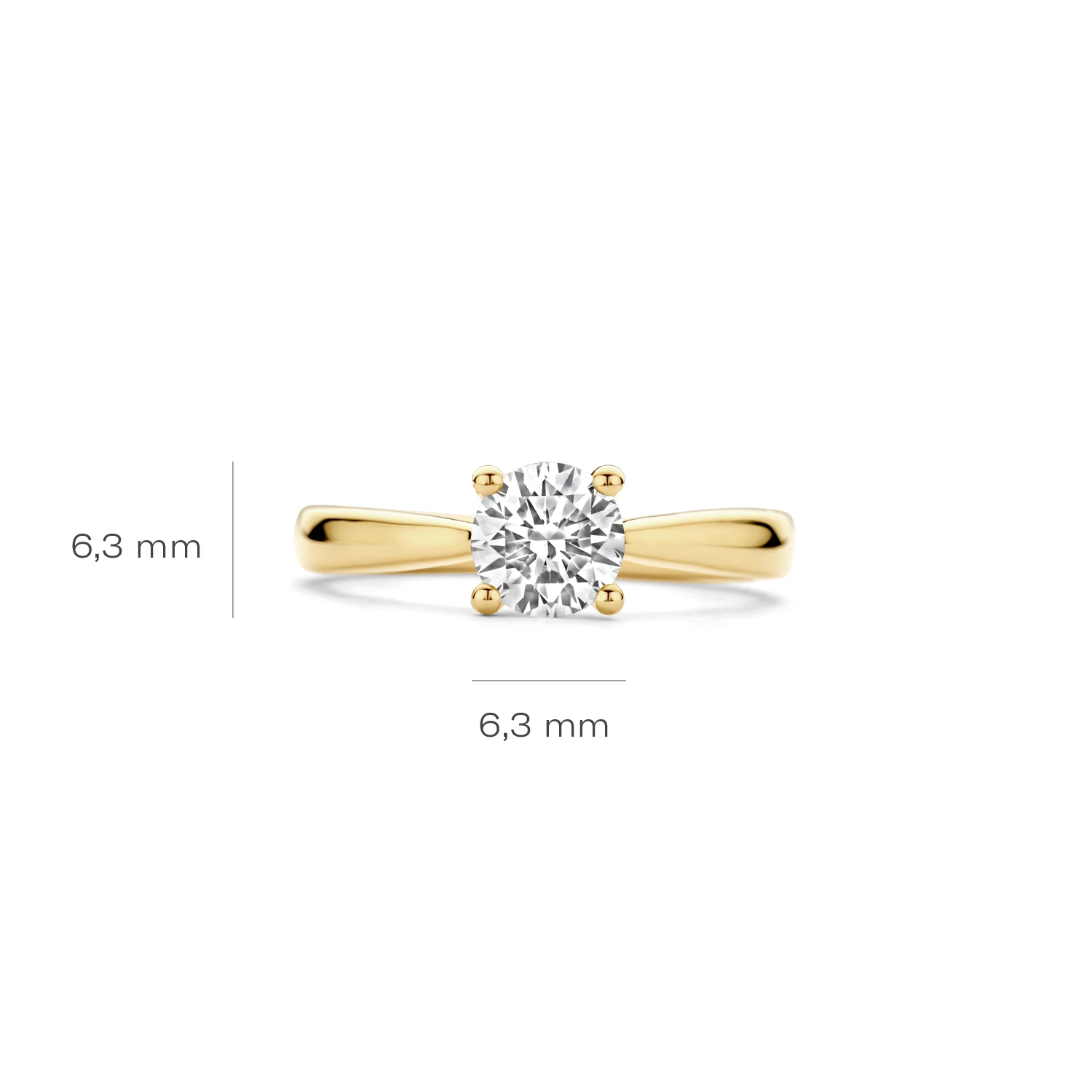 Ring Geelgoud 14k met lab grown diamant