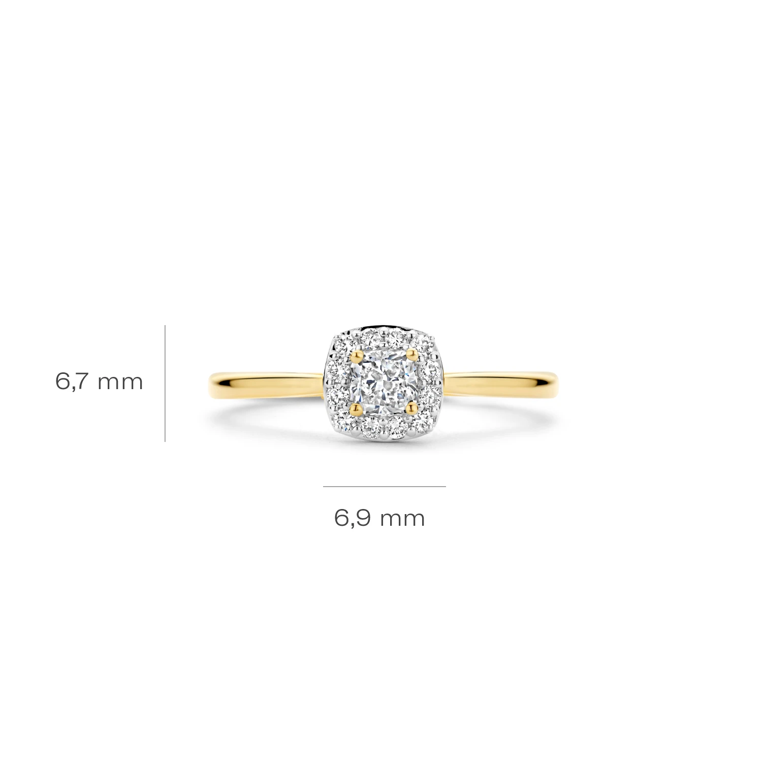 Ring Geelgoud 14k met lab grown diamant