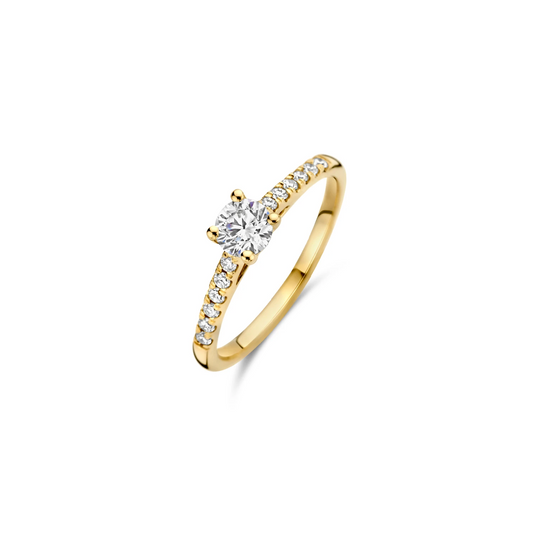Ring Geelgoud 14k met lab grown diamant
