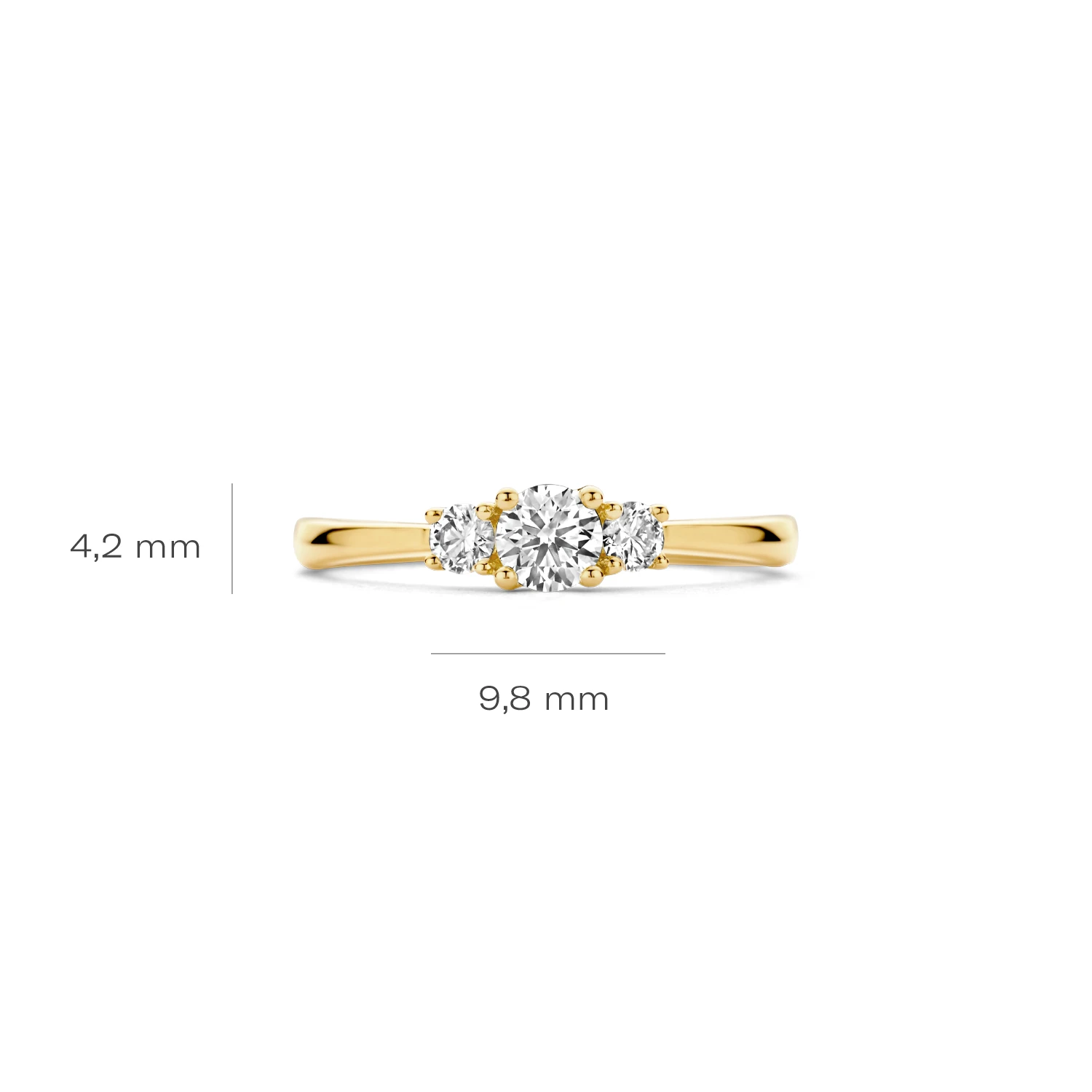 Ring Geelgoud 14k met lab grown diamant