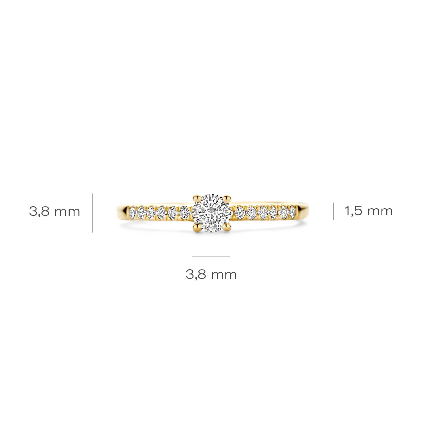 Ring Geelgoud (14k) met Lab grown Diamant