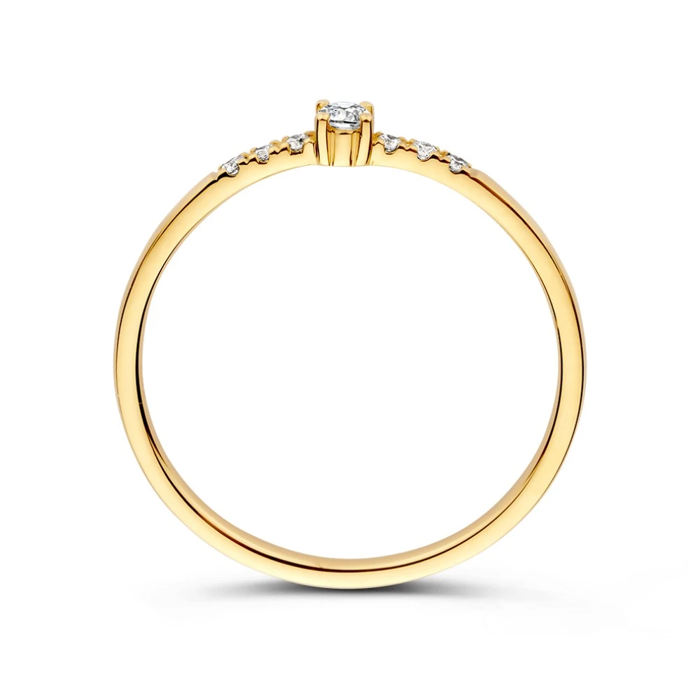 Ring geelgoud briljant 0.09 crt. Maat 56
