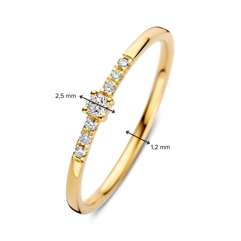 Ring geelgoud briljant 0.09 crt. Maat 56