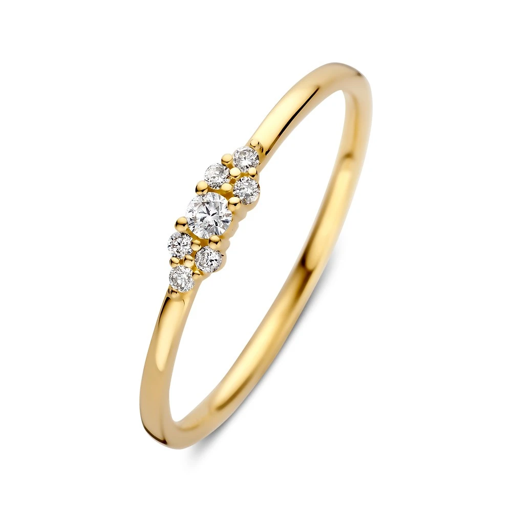 Ring geelgoud briljant 0.10 crt. Maat 52