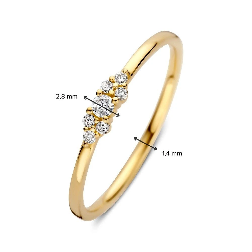 Ring geelgoud briljant 0.10 crt. Maat 52