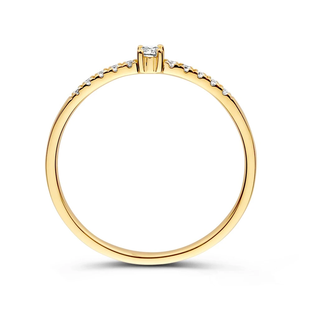 Ring geelgoud briljant 0.12 crt. Maat 56